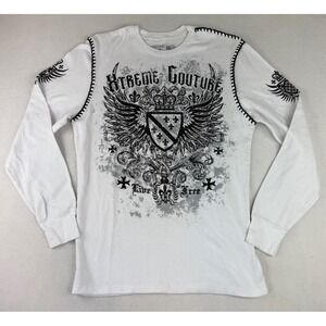 Xtreme Couture‎ Thermal Shirt Mens XL White Graphic MMA Waffle Knit Whipstitch
